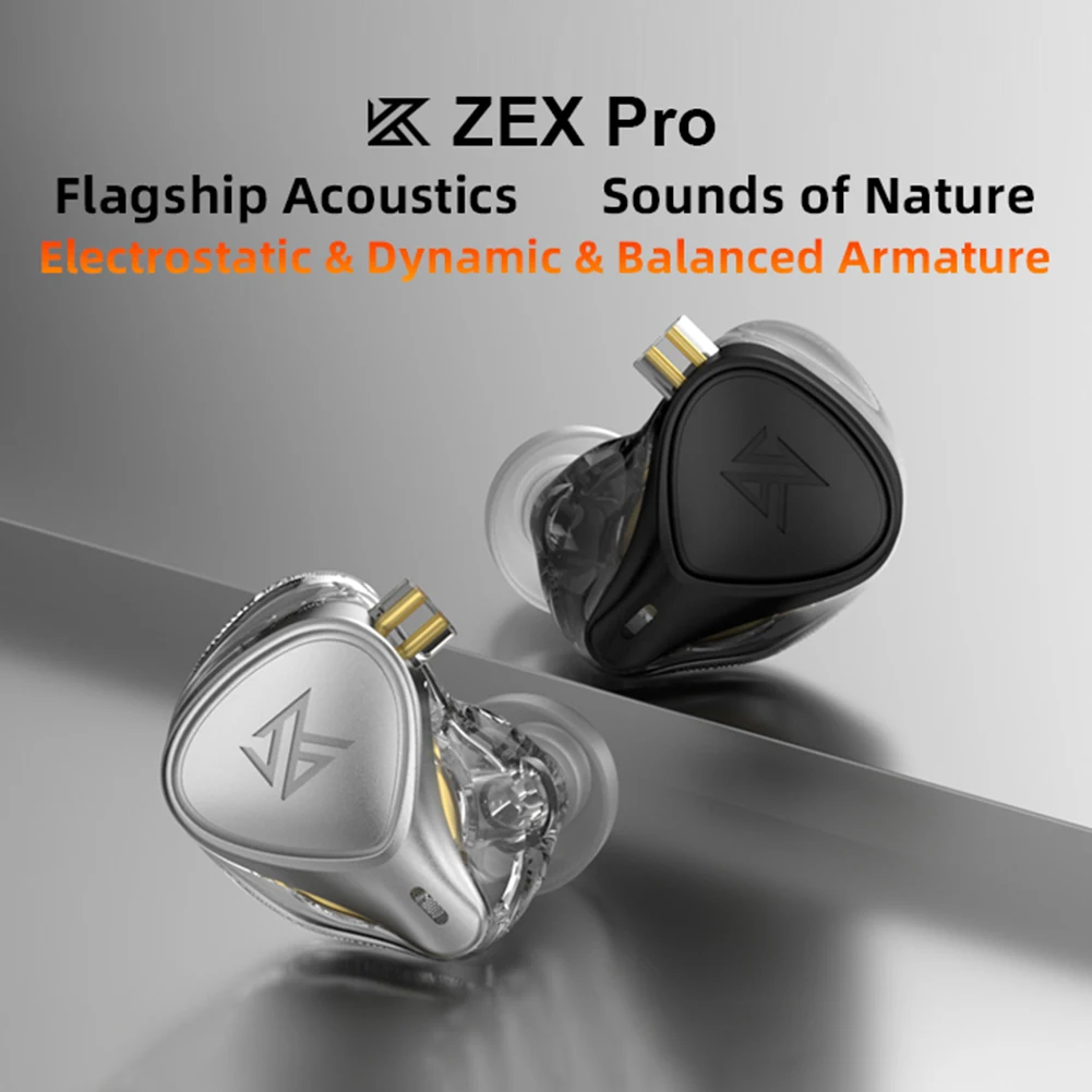 KZ ZEX PRO Wired Earphone Electrostatic Hybird Technology Wired Headphone Noice Cancelling 3.5mm Plug Without/with Mic