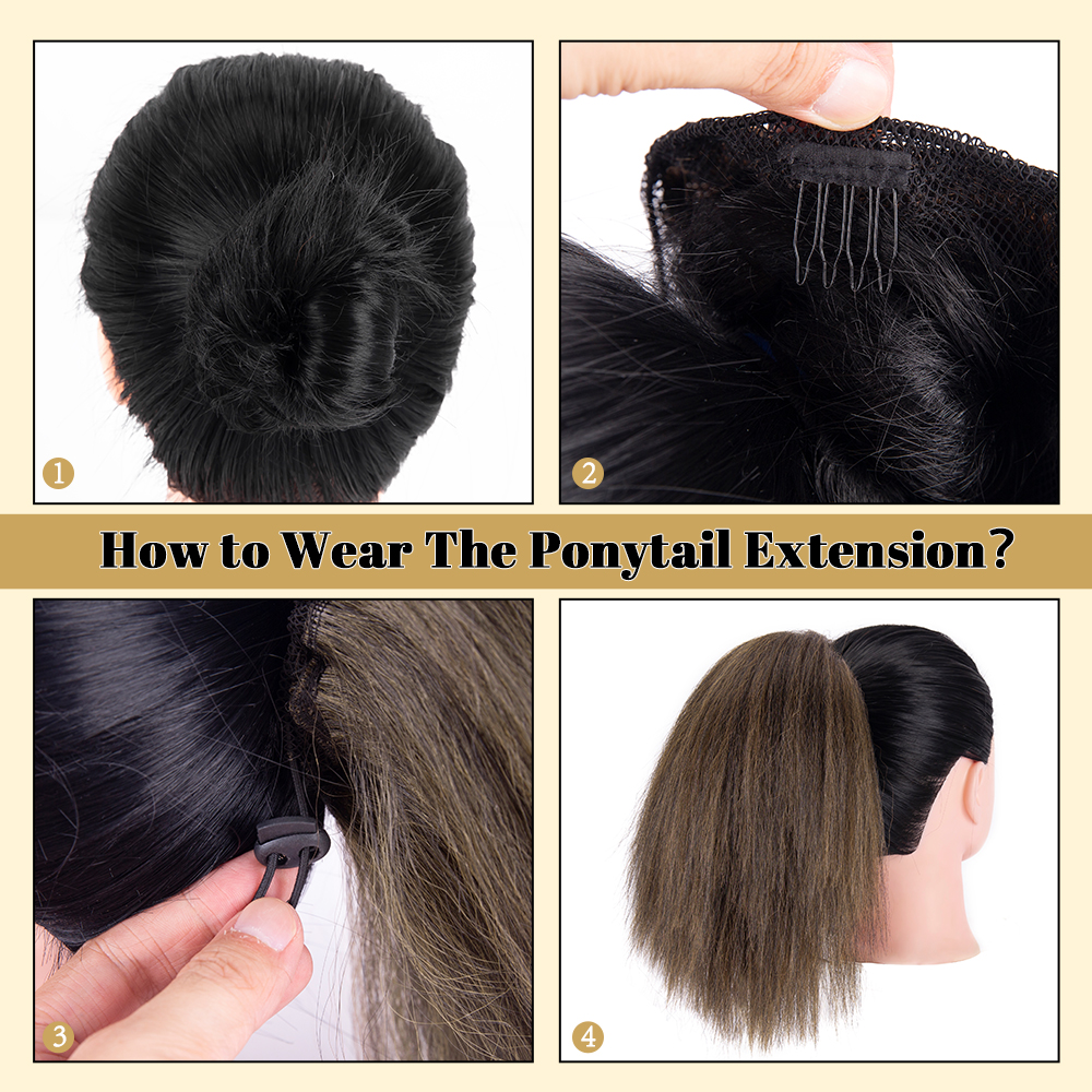 New Yaki Kinky Straight Drawstring Ponytail 10Inch Natural Hair Ponytail Short Hair For Women Ponytail Synthetic Hair Extensions