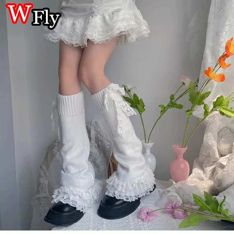 Gothic Harajuku multilayer lace horn hosiery niche Lolita Millennium Y2K Spice Girl pile pile socks Leg Warmer
