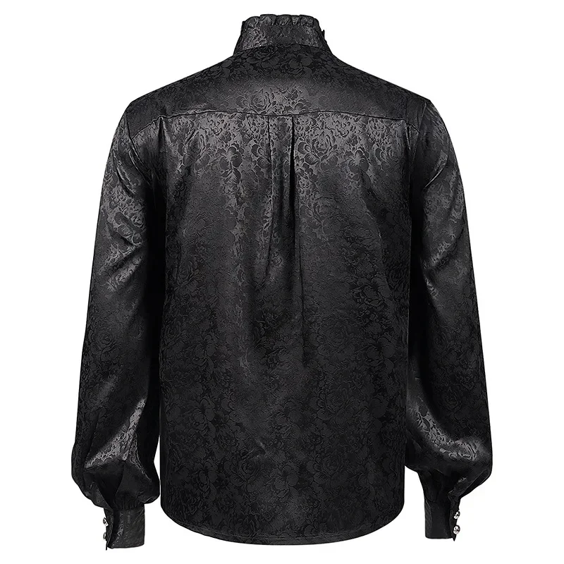 Mens Steampunk Vintage Shirt Medieval Victorian Renaissance Gothic Ruffled Shirt Drama Stage Men Long new 2025 Sleeve Viking Costume Tops