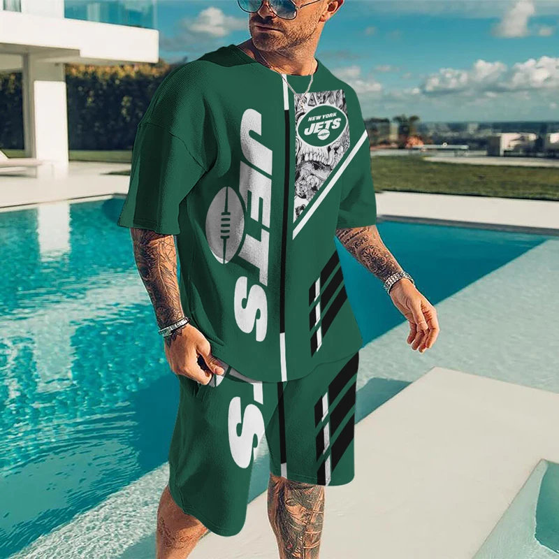 Men's Sportswear Suit Rugby 3D Printed Casual Round Neck Short Sleeve T Shirts Short 2 Piece Sets Beach Oversized Men Clothing