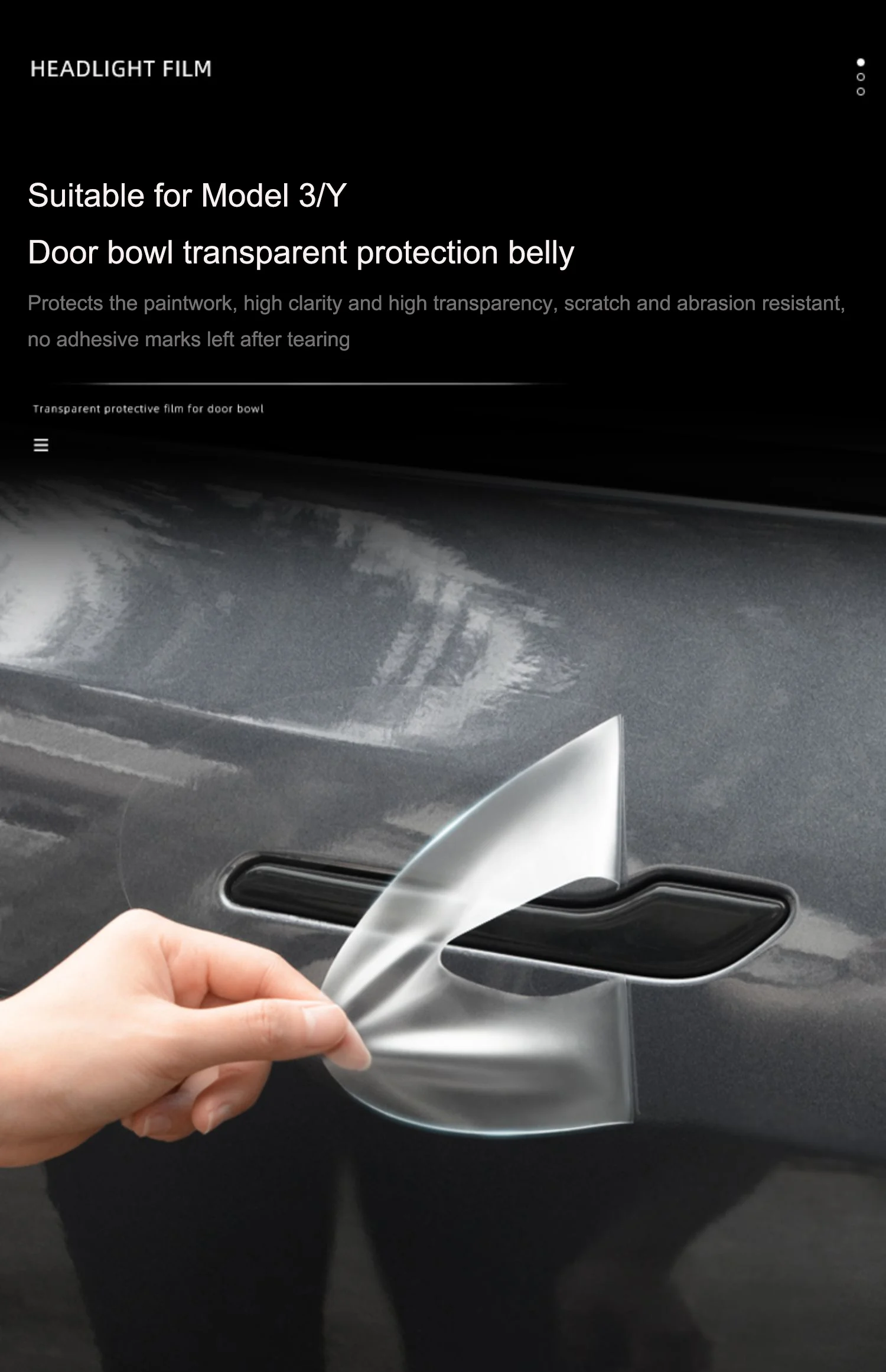 For Tesla 3 and Model Y 2019-2023 Scratch Protector - Inverted Door Handle Paint Protective Film PPF