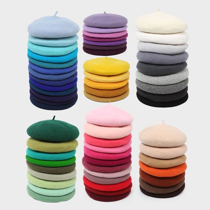 Pink Color Wool Beret Japanese 2025 Hat Retro Painter Hat Bud Hat Autum Winter Vintage Caps Keep Warm Cute Casual new Hat Women Beret