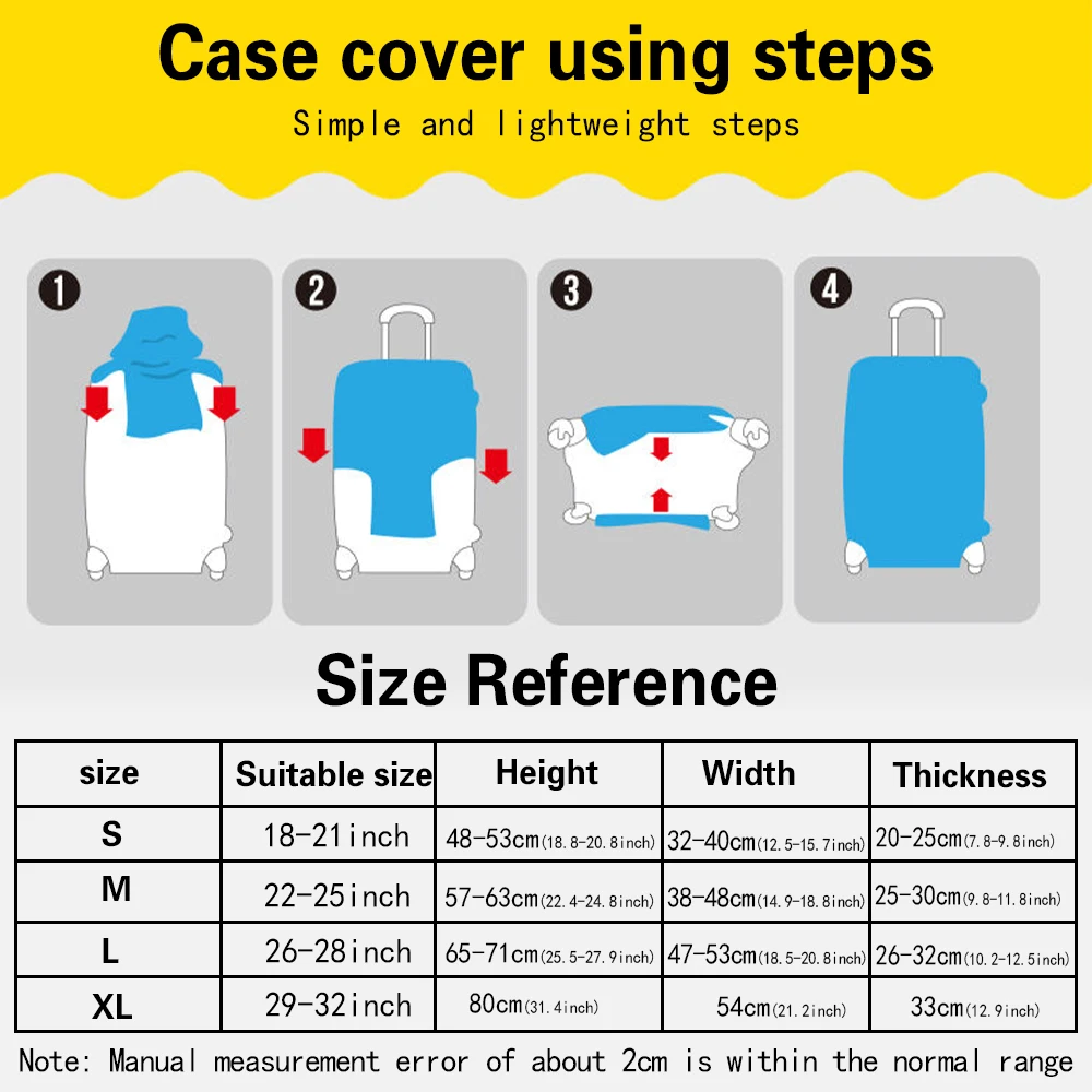 Travel Luggage Cover Elastic Trolley Baggage Covers for 18-32" White Letter Print Traveling Accessories Suitcase Protective Case