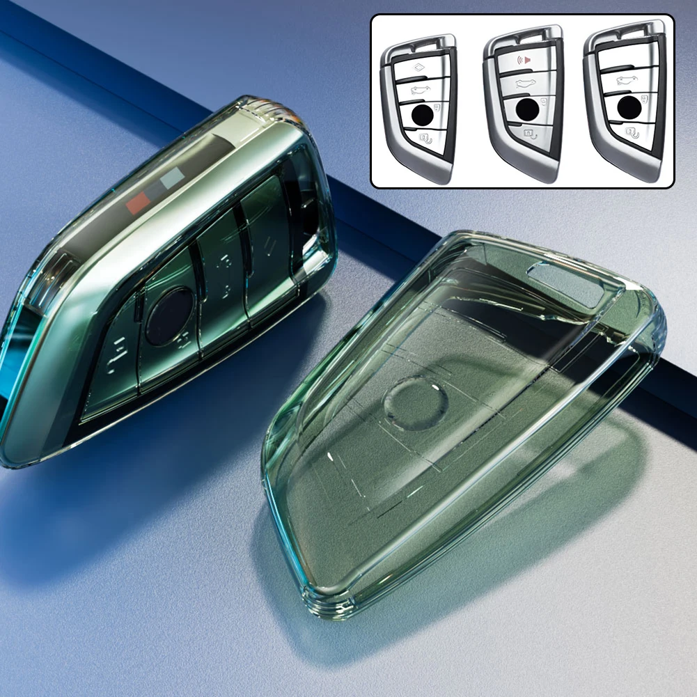1PCS TPU Transparent Car Key Case Cover Holder Shell For BMW F20 G20 G30 X1 G05 X6 X7 Auto Accessories Holder Shell Keychain