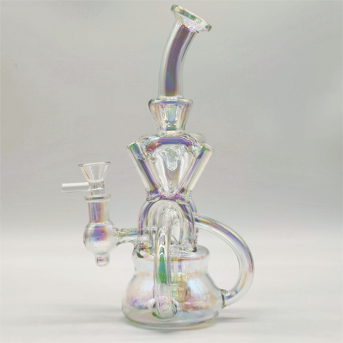 2024 Heady Glass Neo Fab Rainbow Tinted Luxery 9 Inch Large Scale Glass Bongs Water Pipe Bong Tobacco Smoking Tube 14MM Bowl Dab Rig Recycler Bubbler Pipes