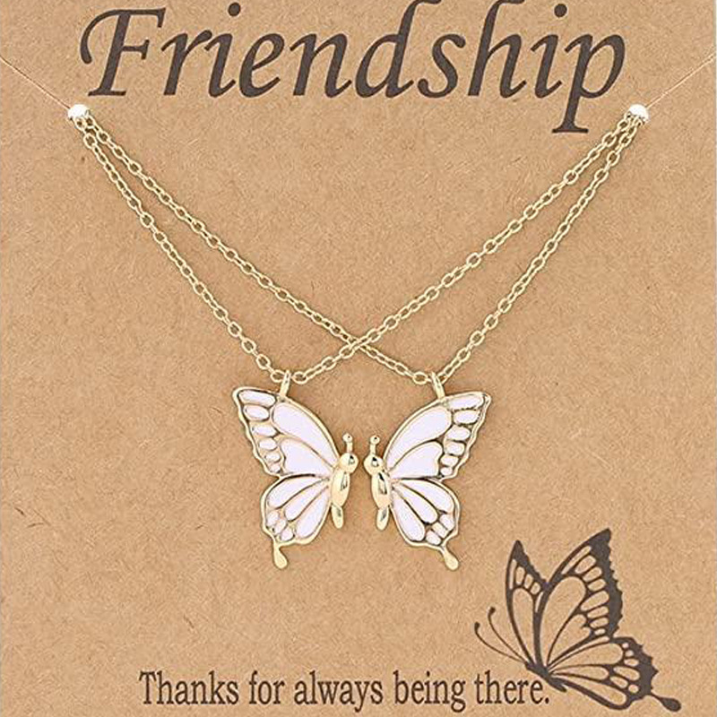 Best Friend Butterfly Necklace for Women Friendship Necklace Animal Card Clavicle Chain Pendant Mother Day Gift Designer Jewelry