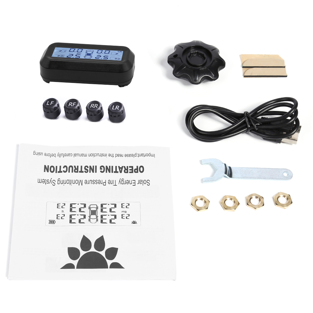 Digital LCD Display Car TPMS Auto Tire Pressure Monitoring Tyre Temperature Alarm Warning System with 4 External Sensors smile
