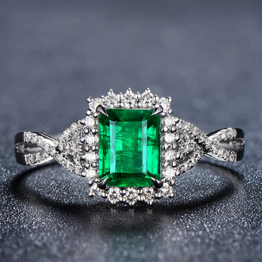 2024 Gorgeous Square Shaped Green Cubic Zirconia Wedding Ring for Women Anniversary Party Temperament Accessory Trendy Jewelry