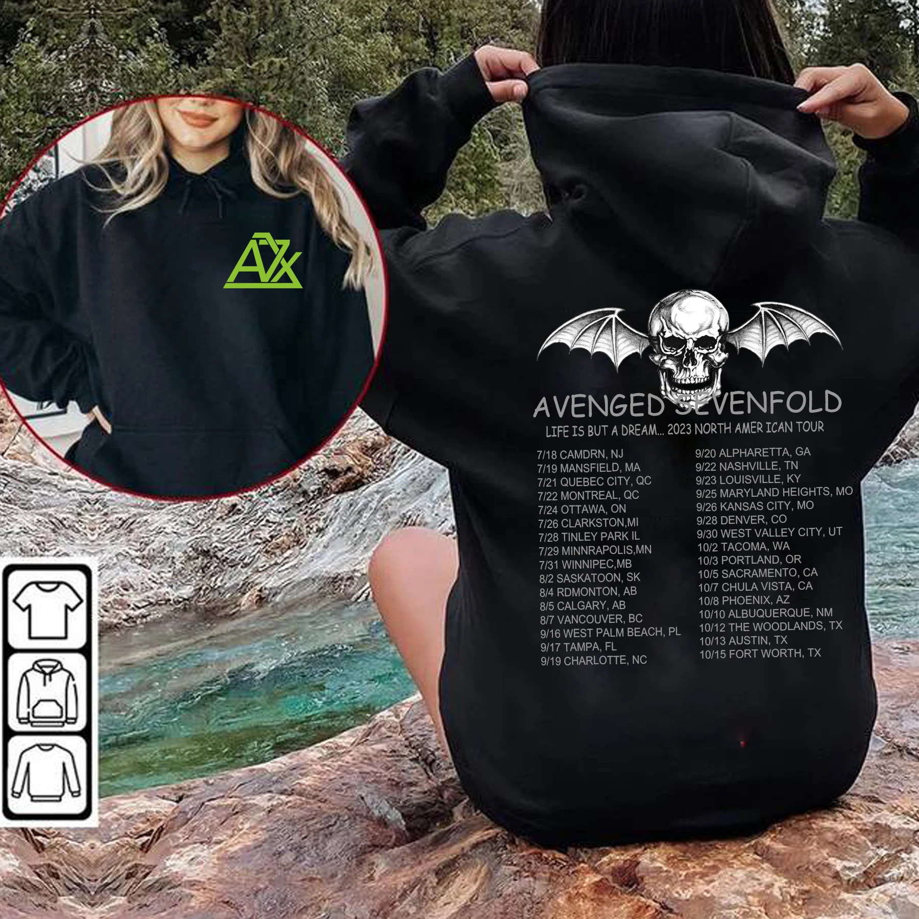 Avenged Sevenfold Life Is But A Dream North American Tour 2023 Printed Hoodie Woman Man Vintage Band Fans Winter Sweatshirt