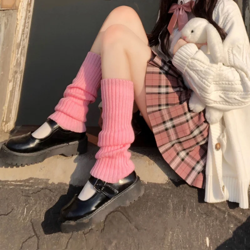 Winter Leg Warmers Black Goth Gyaru Y2k new Accessories Gothic Lolita Knit 2025 Socks Women Dancing Cute Legs Warmers