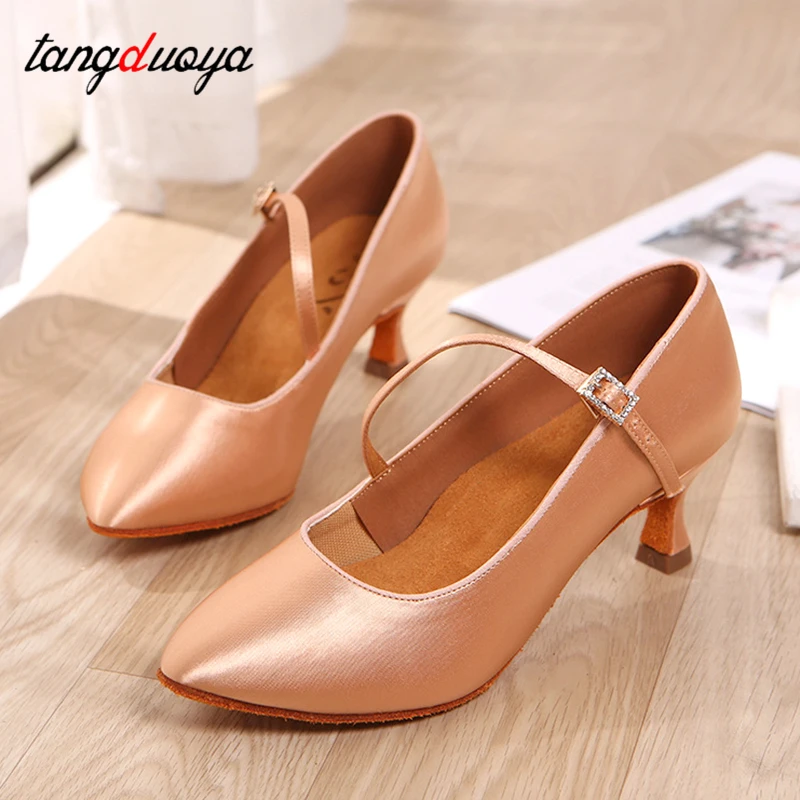 Women New Modern Dance Shoes Girls Standard Dancing Shoes High Heeled Ballroom Latin 2025 new Dance Shoes for Women 5cm Heels