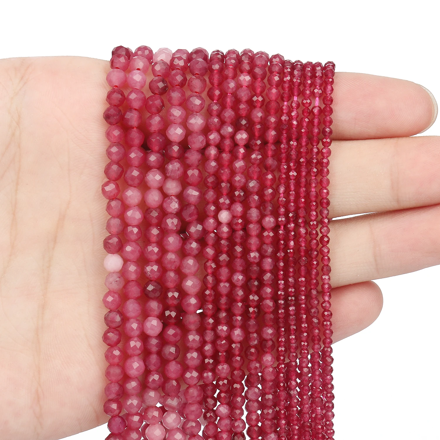 2 3 4mm Faceted Round Beads Agates Rose Quartzs Amazonite Natural Gemstones Tiny Small Seed Beads for Jewelry Making DIY Supply
