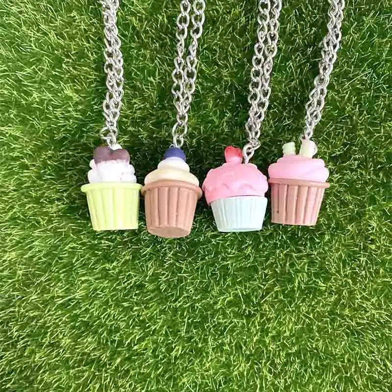 50cm Wholesale Cute 2025 Colorful Cakes Resin new Pendant Chain Chokers Necklace For Women Gift