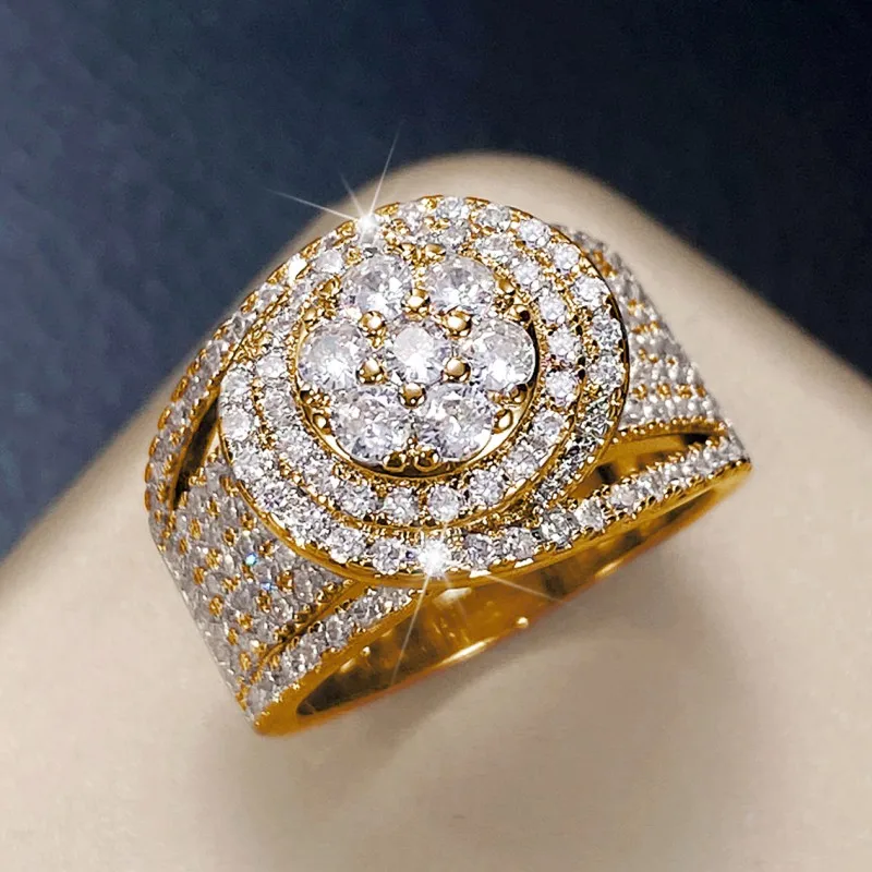 Huitan Full Bling Iced Out Cubic Zirconia Rings Women for Engagement Wedding 2025 Bands Accessory new High Quality Trendy Jewelry