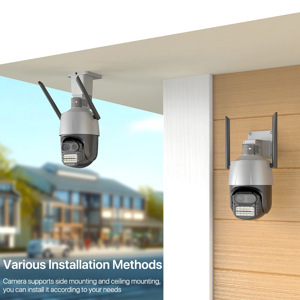 WIFI IP Camera 4K 8MP PTZ Camera Outdoor 2.8+12mm Dual-Lens 8X Zoom Security Camera Auto Tracking P2P CCTV Surveillance iCSee
