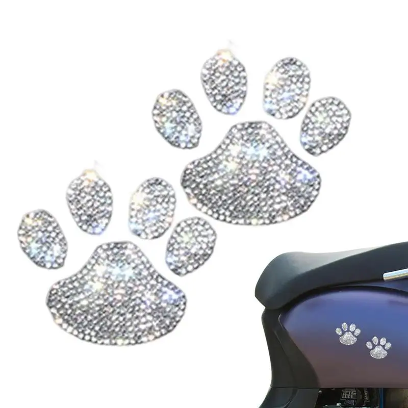 New Crystal new Dog Paw Print 2025 Car Stickers Bling Rhinestone Paw Decals Car Window Decor Sticker Auto Exterior Decor Car Accessories
