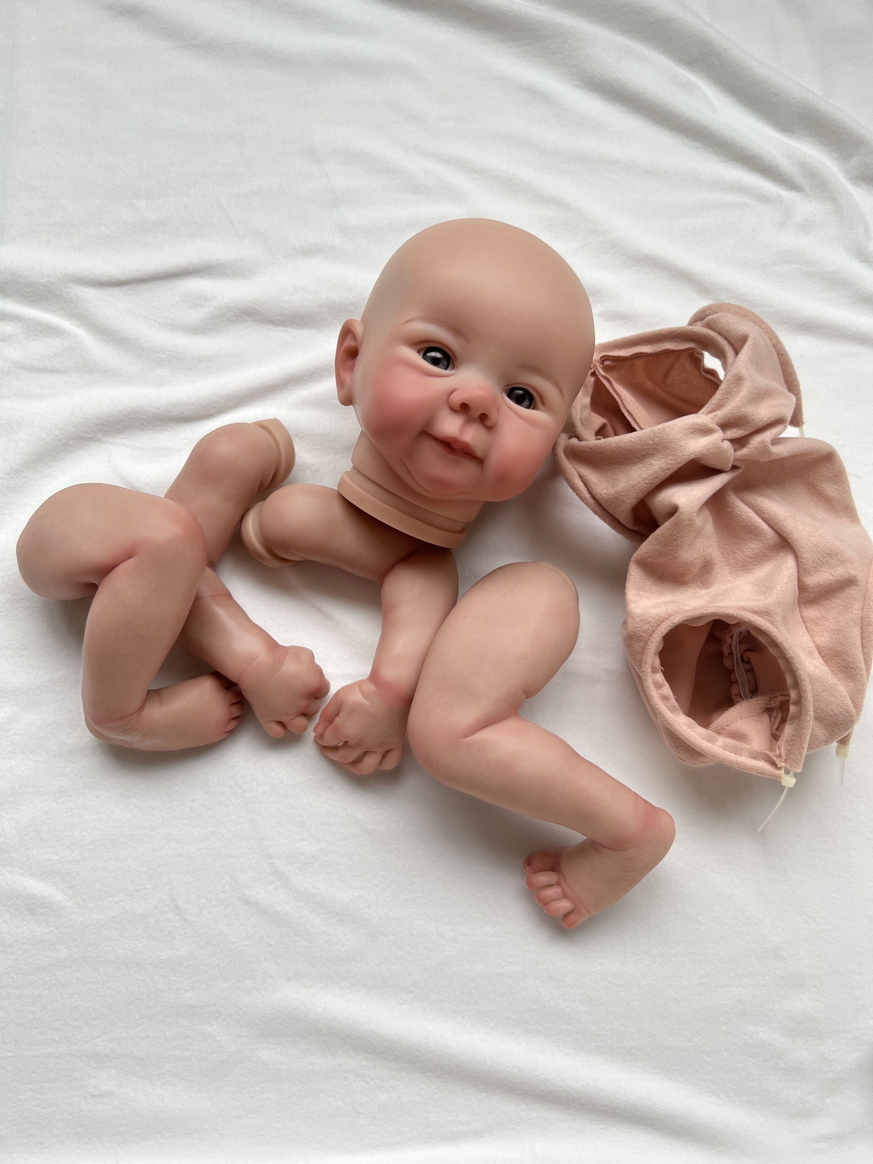 NPK 19inch Already Finished Painted Reborn Doll Parts Juliette Cute Baby 3D Painting with Visible Veins Cloth Body Included