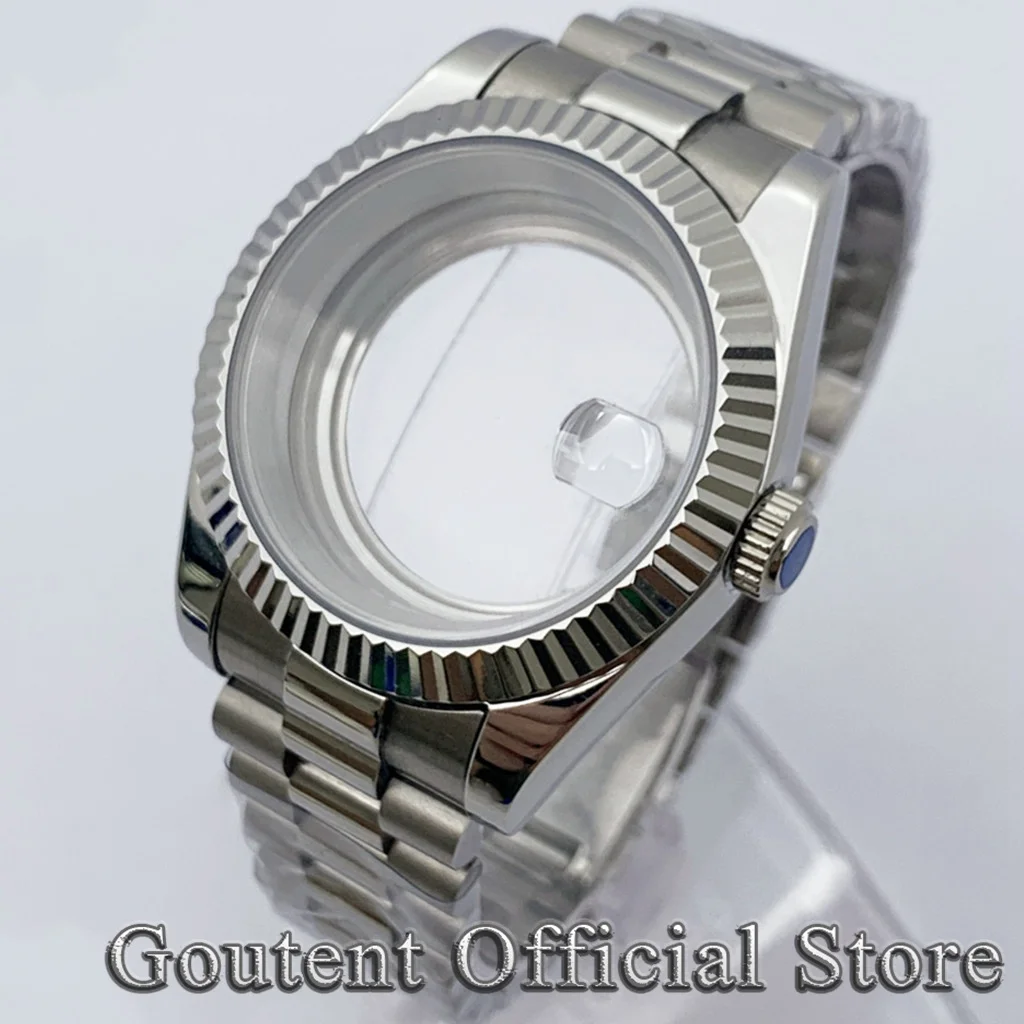 Goutent Sapphire Glass 36mm 39mm Presidential Bracelet Men's Watch Case Fit NH34 NH35 NH36 Miyota 8215 ETA2824 2836 Movement