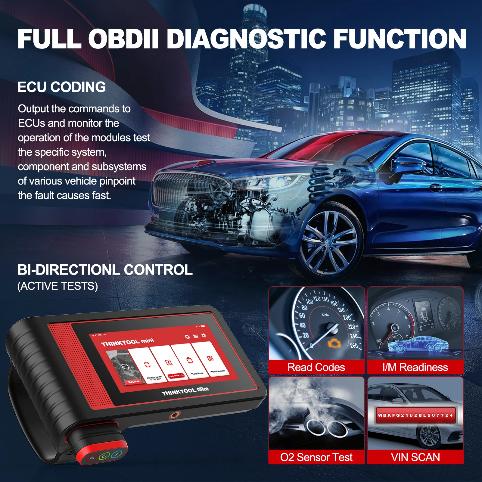 OBD2 Mini THINKCAR Thinktool Professional Automotive Scanner Full System Car Diagnostic Tools 28 Reset Lifetime Free Update smile