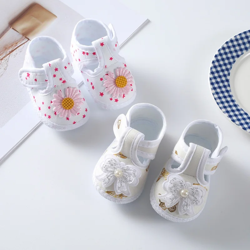 0-12M Newborn Baby Shoes Baby Boy Girl new Shoes Girl 2025 flower Bowknot Soft Sole Anti-slip Shoes First Walker Toddler Crib Shoes