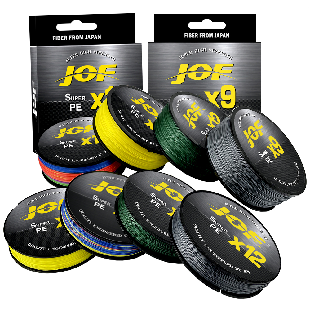 JOF 2025 9/12 Strands 500M 300M 100M PE Braided Fishing new Line tresse peche Saltwater Fishing Weave Multifilament 9/12 Threads