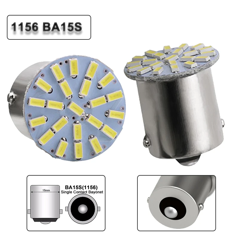 1/10 PCS Car Turn Signal Light BA15S 1156 BAY15D 1157 LED Bulbs 12V 7000K White Auto Tail Reverse Brake Parking Backup Lamps
