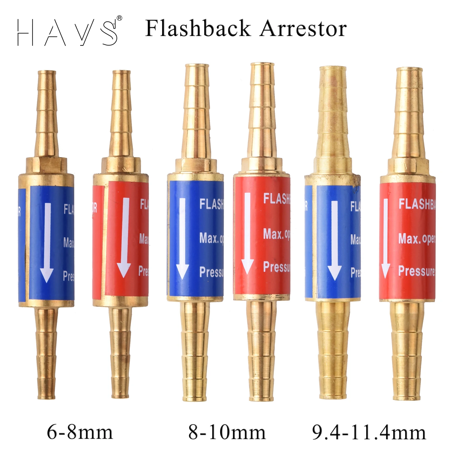 Oxygen Propane Acetylene Flashback Arrestor Check Safety Valve Fit 6mm 8mm 10mm Cutting Torch Hose Flame Buster
