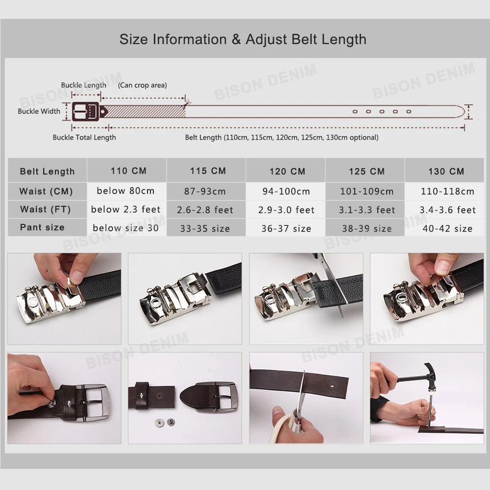 BISON DENIM Men's Jeans Belts Pin Buckle Cowhide Genuine Leather new Belts Vintage 2025 Brand Waistband Strap Belt For Men Male N71350