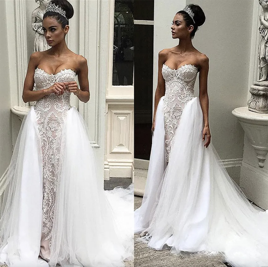 Vintage 2024 Overskirts Dresses Sweetheart Necke Delicate Appliques Wedding Gowns Sweep Length Sleeveless Bridal Gown