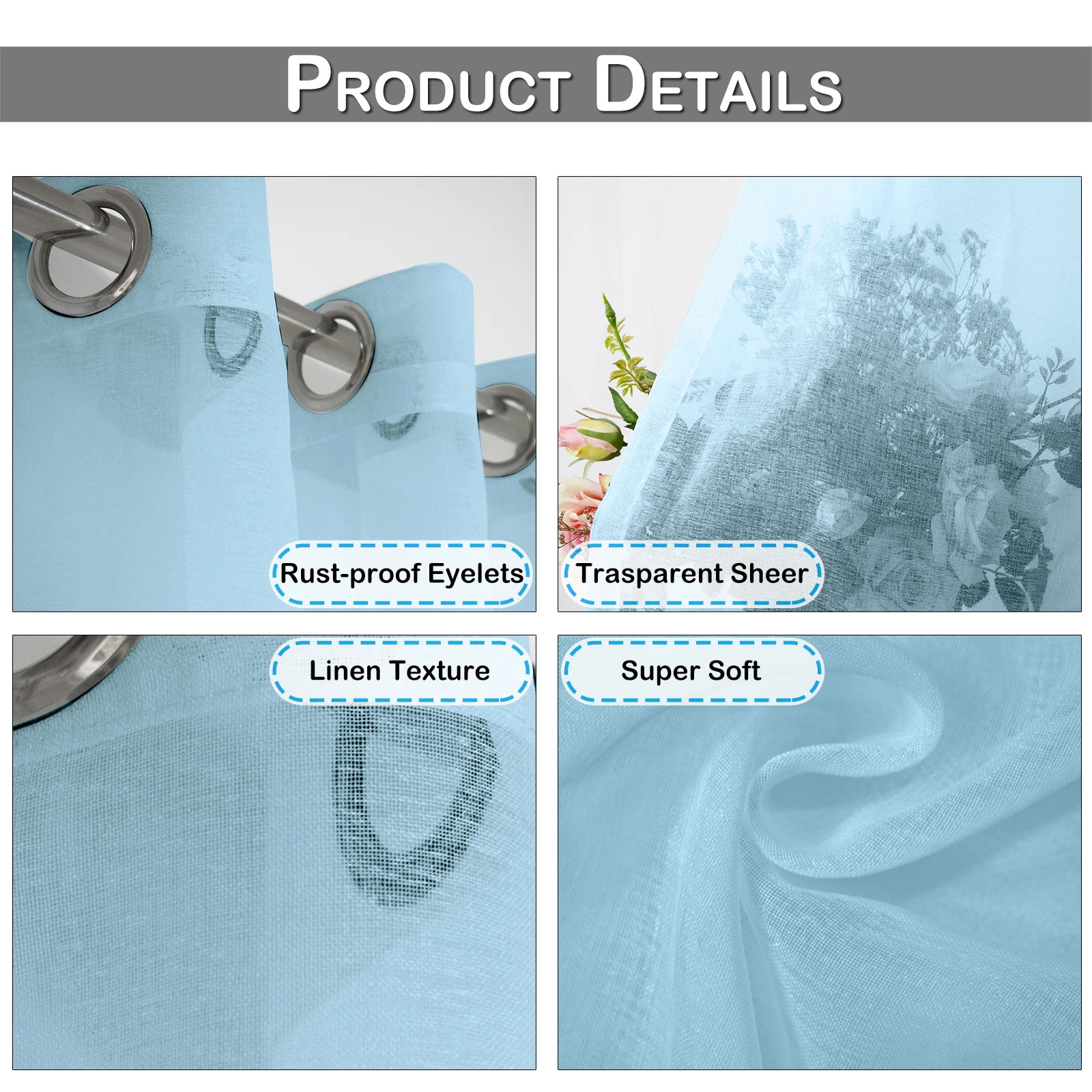 Patio Waterproof Voile Sheer Outdoor Garden Sheer Curtains Eyelets Yard Divider Gazebo Pergola Panel Tulle Net Window Drapes Sheer Curtains 240321
