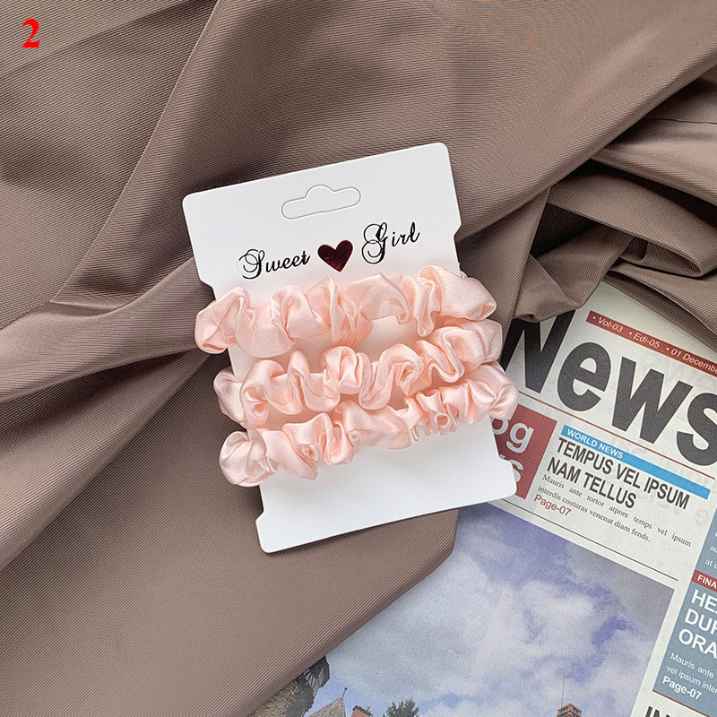 Rubber Bands pcs set Woman Silk Hair Scrunchies Set Solid Band Girls Ponytail Holders Ties Women Accessories
