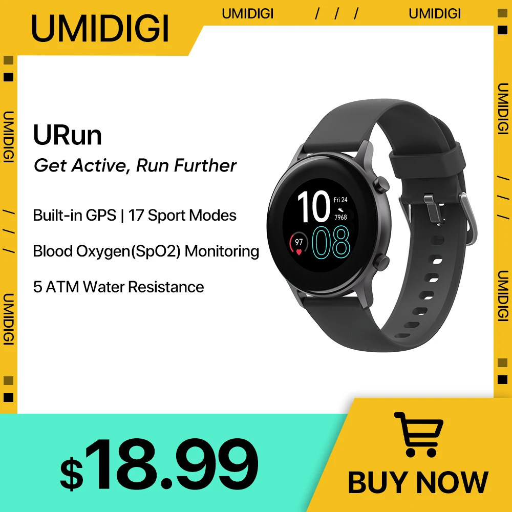 UMIDIGI Urun Smartwatch GPS 1.1" Color Heart Rate Sleep Monitoring Sport Smart Clock 5ATM Waterproof For Android IOS Watch