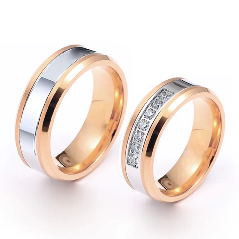 High new Quality Designer Lover's Couples Wedding Rings set For Men and Women 2025 Jewelry Rose Gold Plated Promise Engagement Ring