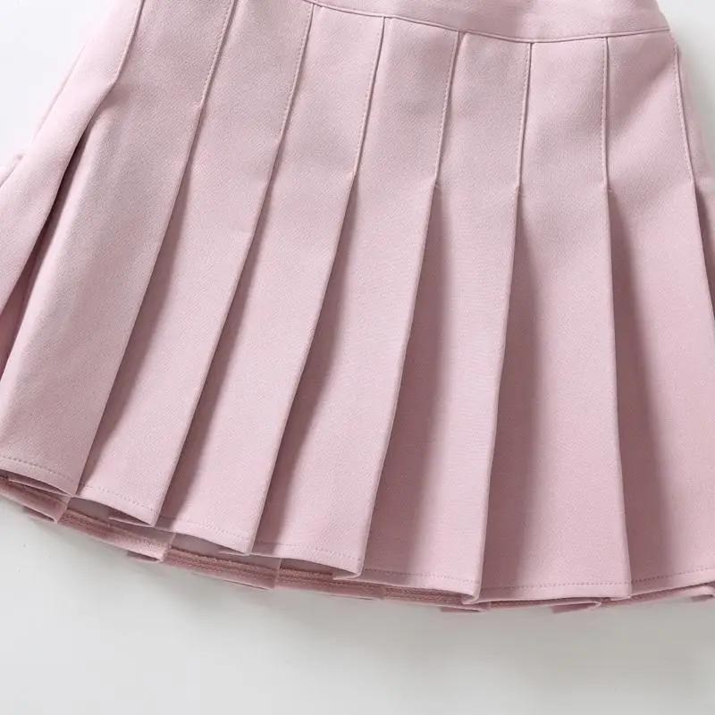 Children Summer Skirts Girls Mini Skirts Vintage Pleated Skirt Korean Tennis Skirts Short Student Uniform Skirts White Black