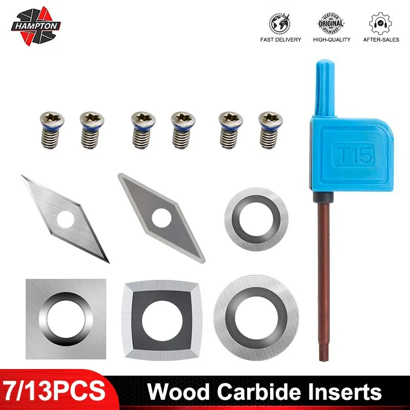 2025 13pcs Carbide Insert Cutters Blades for Detailer Hollower new Finisher Rougher Turning Tools Blade Wood Lathe Tool
