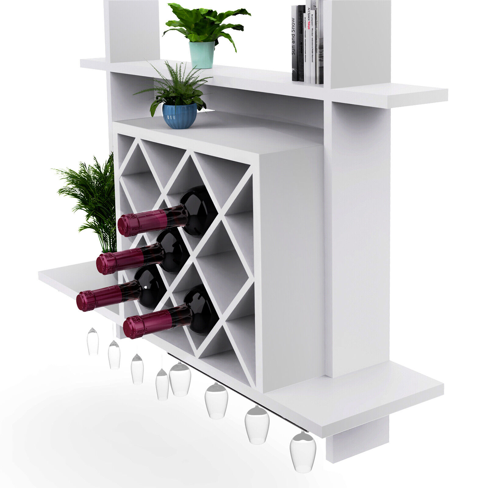 Modern Wine Cabinet Hanging White Wine Rack Bar Accessories Wall Mounted Bottle Glass Holder Shelves Creative Wall Hanging Wine