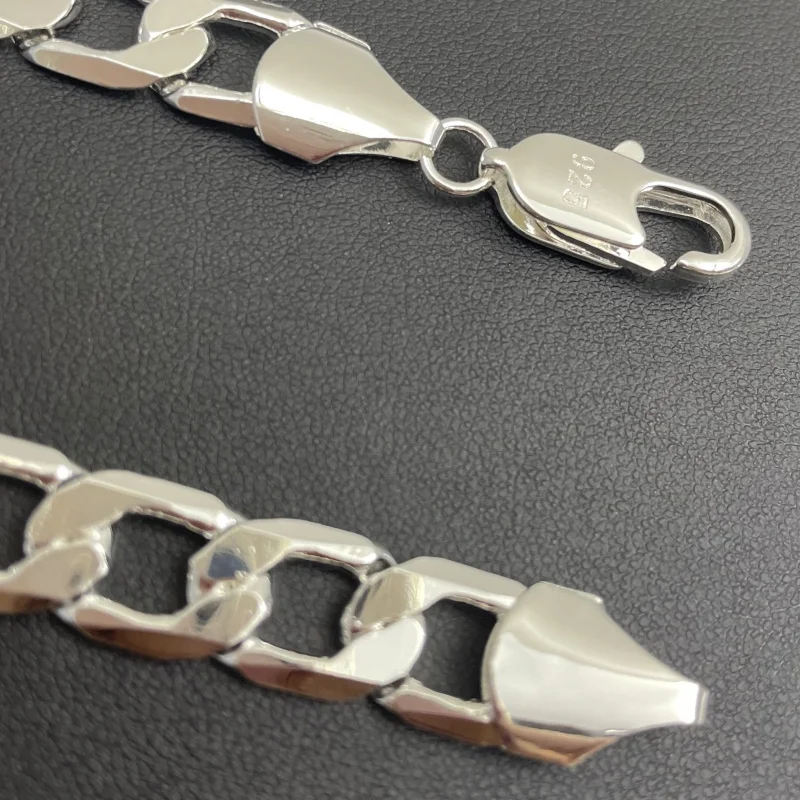 Men's Silver Color Necklace 2/4/6/8/10/12MM 50-60cm Face Chain Necklace Lobster Clasp Men Women Engagement Jewelry Gifts