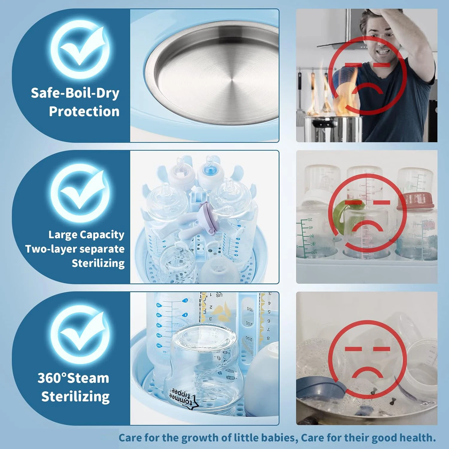 Baby Feeding Bottle Sterilizer Electric Steam Sterilizer with Automatic Power Off Control Bpa Free Esterilizador De Biberones