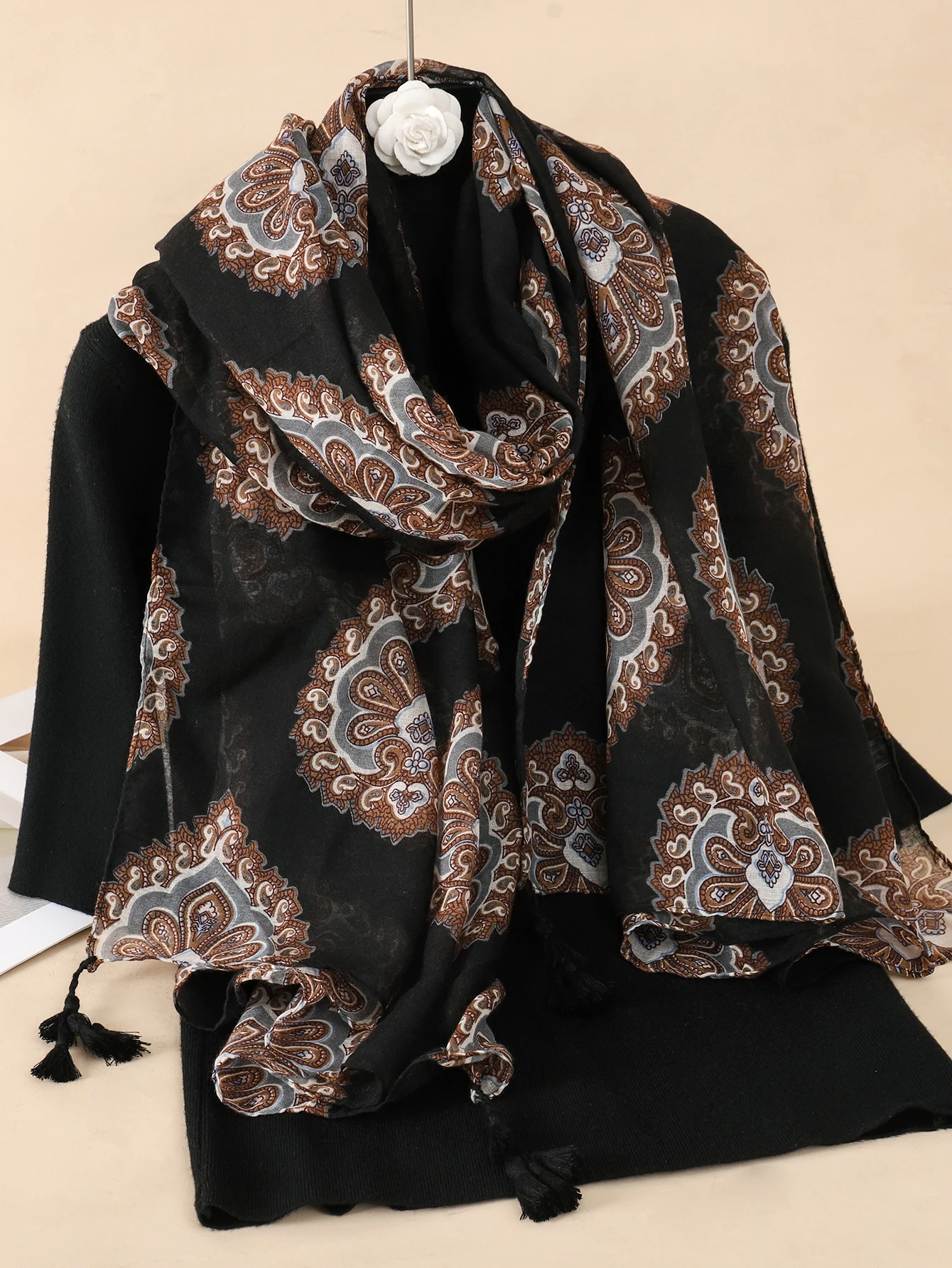 2023 Women Scarf flower print Hijab soft Shawls and Wraps Tessale Female Foulard 2025 Sun new Shawl pashmina Bandana Headscarf