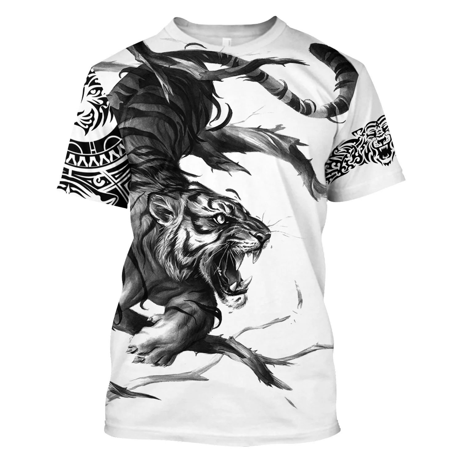 3D Tiger Print T Shirt For Men 2025 Boutique Animal Graphic T-Shirts Summer Trend Haruku Oversized new Short Sleeve Leisure O-neck Tops