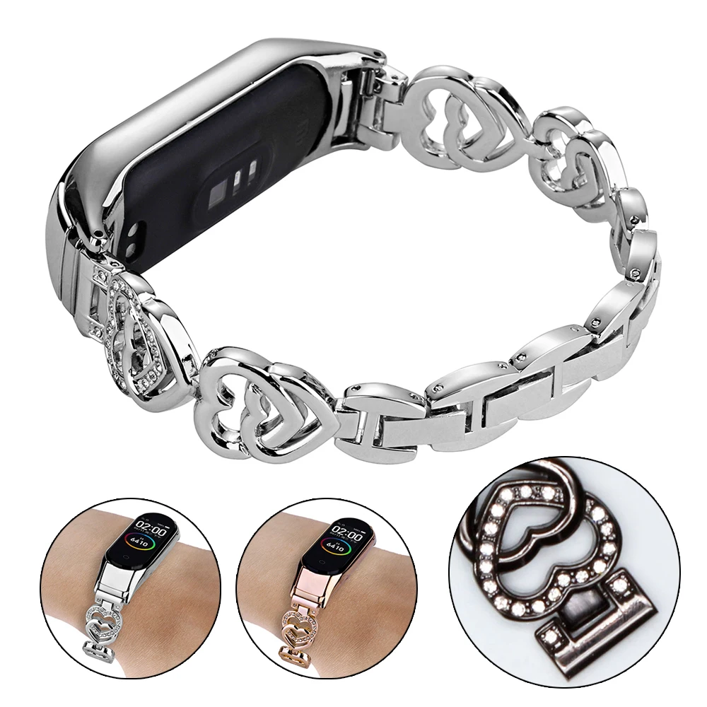 Thin Metal Strap for Xiaomi 2025 Mi Band 5 Wristband Women Bling new Bracelet Slim Watchband for Mi Band 7/6 Smartwatch Easy Adjustable