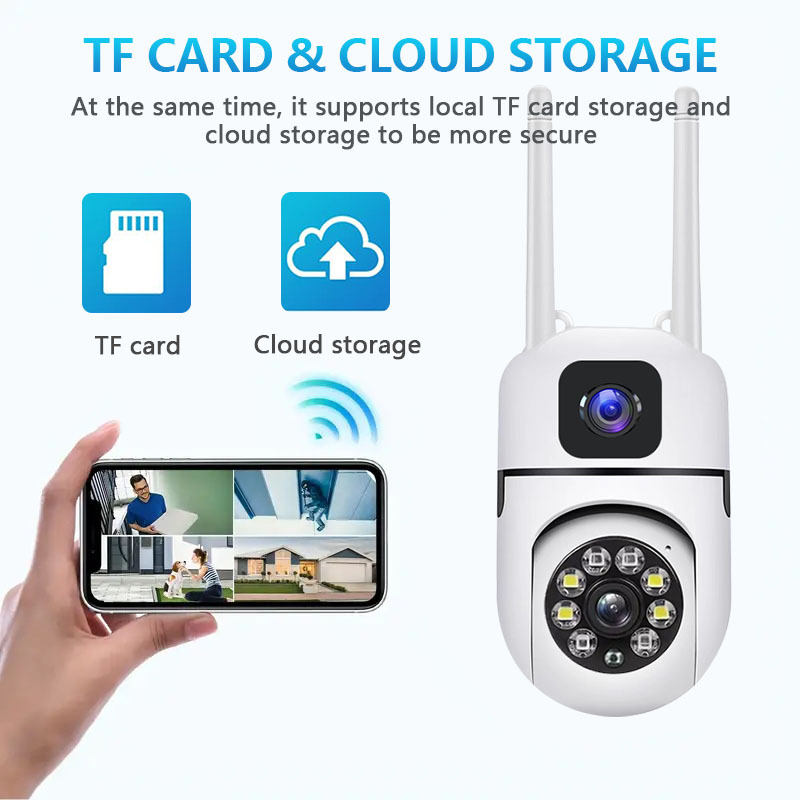 Dual Camera Security Cameras Ball Machine 4MP High Definition Night Vision Dual Screen Safety Protection Monitoring IP Camera