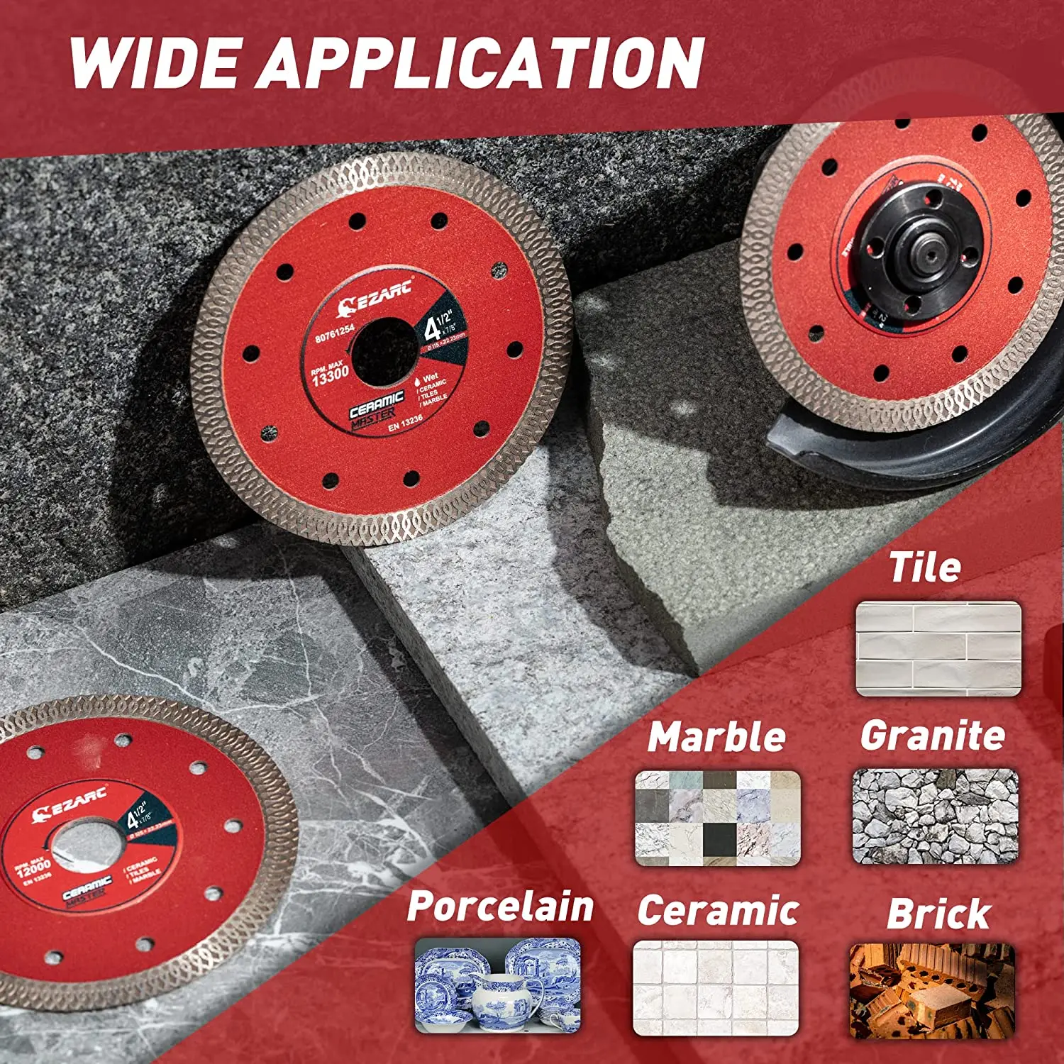 EZARC 2Pcs 115mm new & 125mm Super Thin Dia Saw Blades Dia Tile Blade for Cutting 2025 Porcelain Ceramic Granite Marble Tile