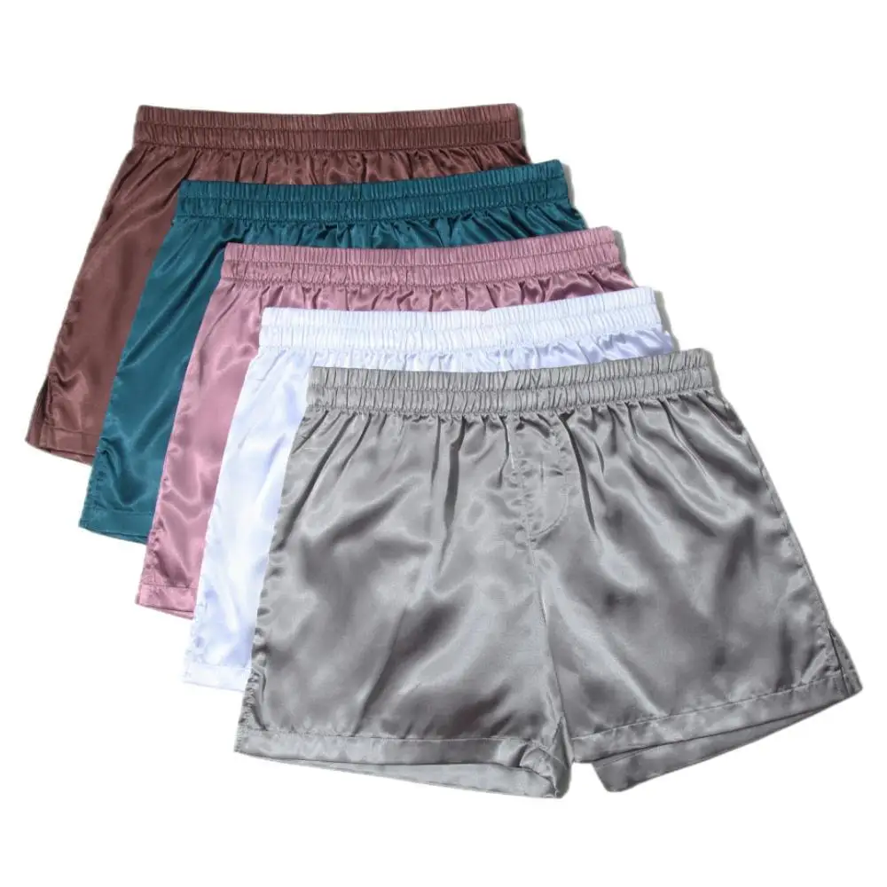 Men's new 2025 Pamas Shorts Soft Silky Underwear Men Boxers Shorts Sleep Bottoms Homewear Sleepwear Loose Lounge Shorts