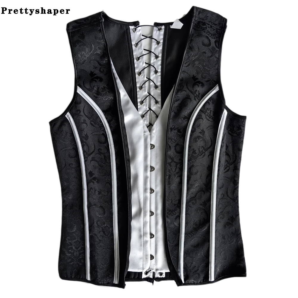 Men's Corset Tight Tops Male Corset Vest Flat Abdominal Fat new Waist Girdle Push Up Body Shaper With 2025 Bones Tank Tops Costume
