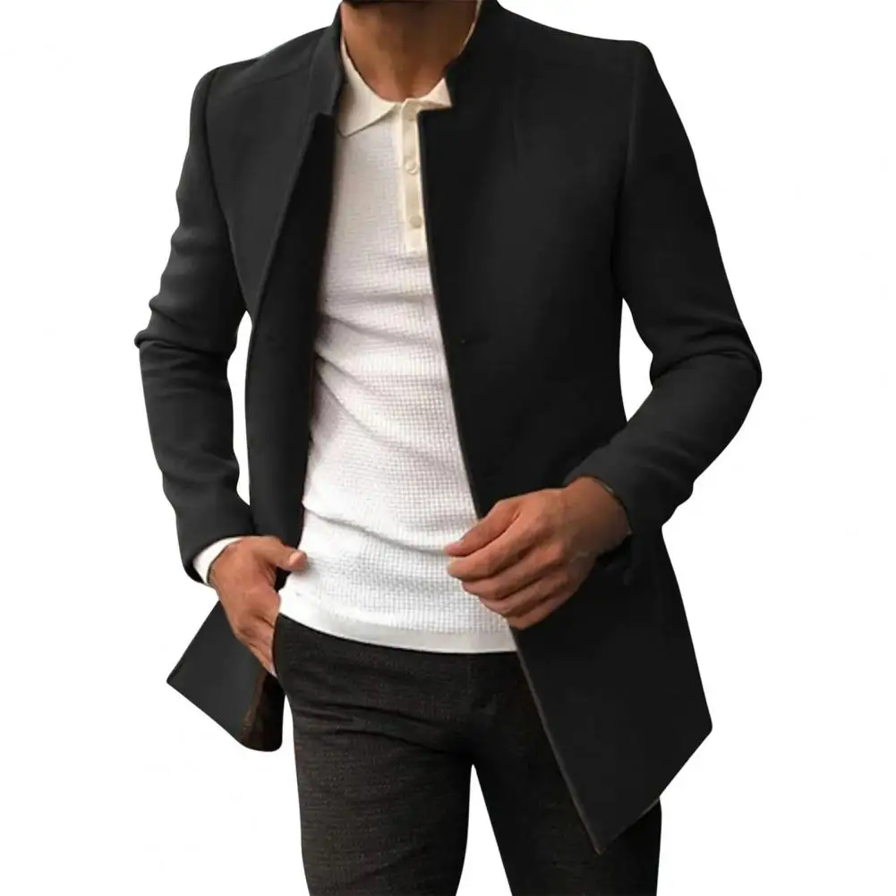 Trendy Men Suit Coat 2025 Formal Men Woolen Coat Long Sleeves new Keep Warm Slimming Buttons Woolen Jacket