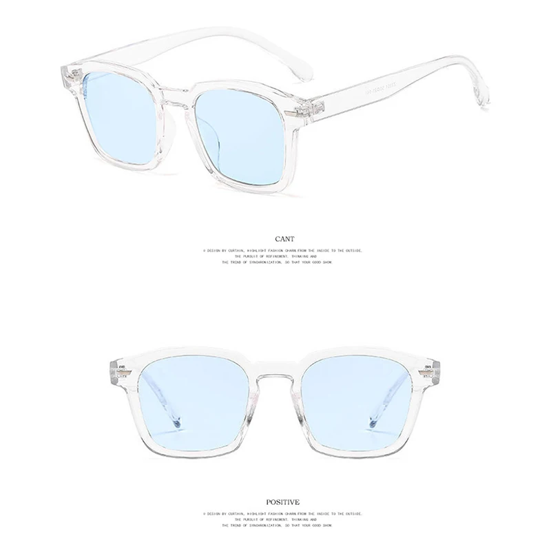 Vintage Square Frame Sunglasses for Women Men Unisex Retro Blue Red Lens Black Transparent Outdoor Sports Sunglasses Eyewear