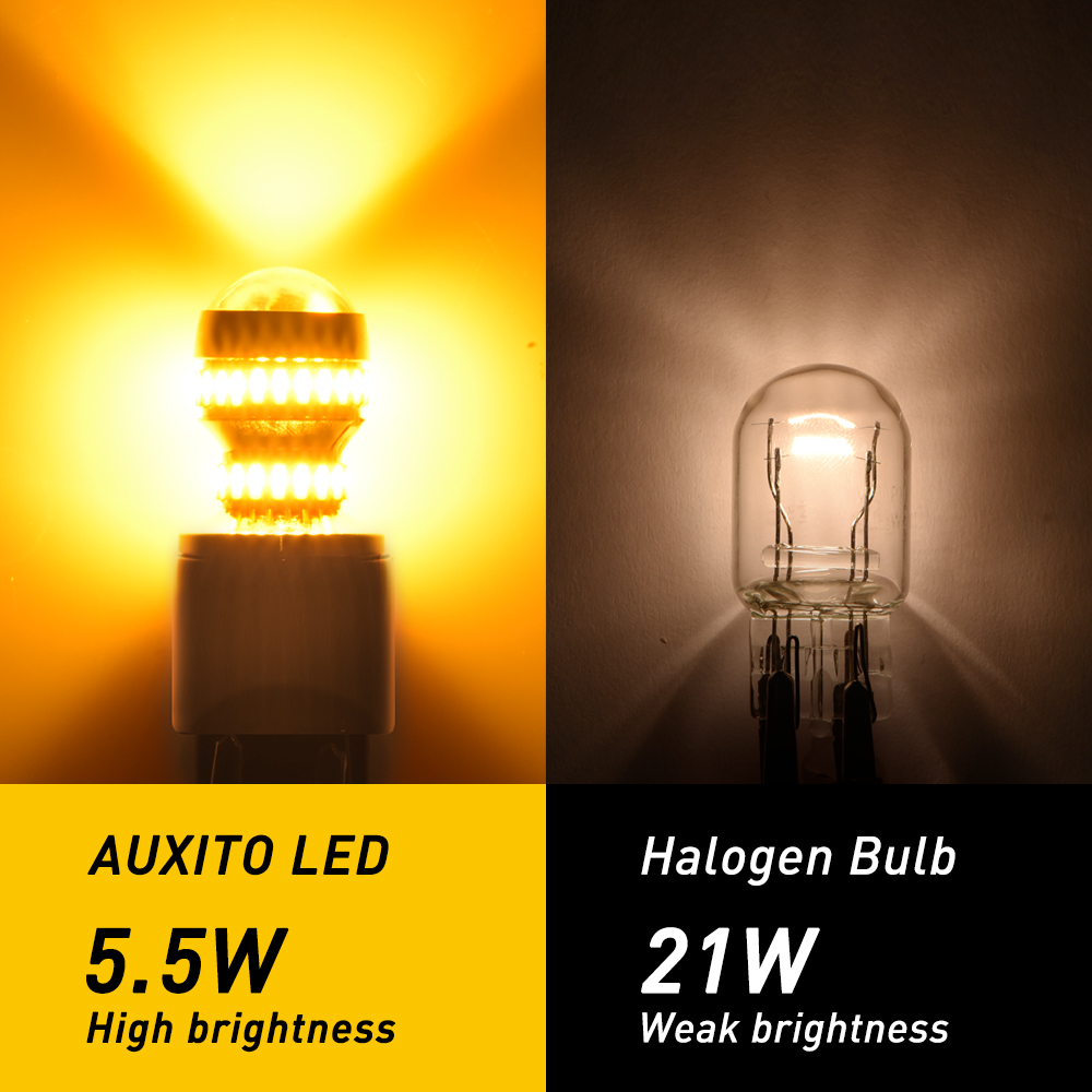 AUXITO 2x T20 LED 7440 WY21W W21W Led Light Bulbs 7443 W21/5W 3156 3157 Led T25 Super Bright Yellow Car Turn Signal Light 12V