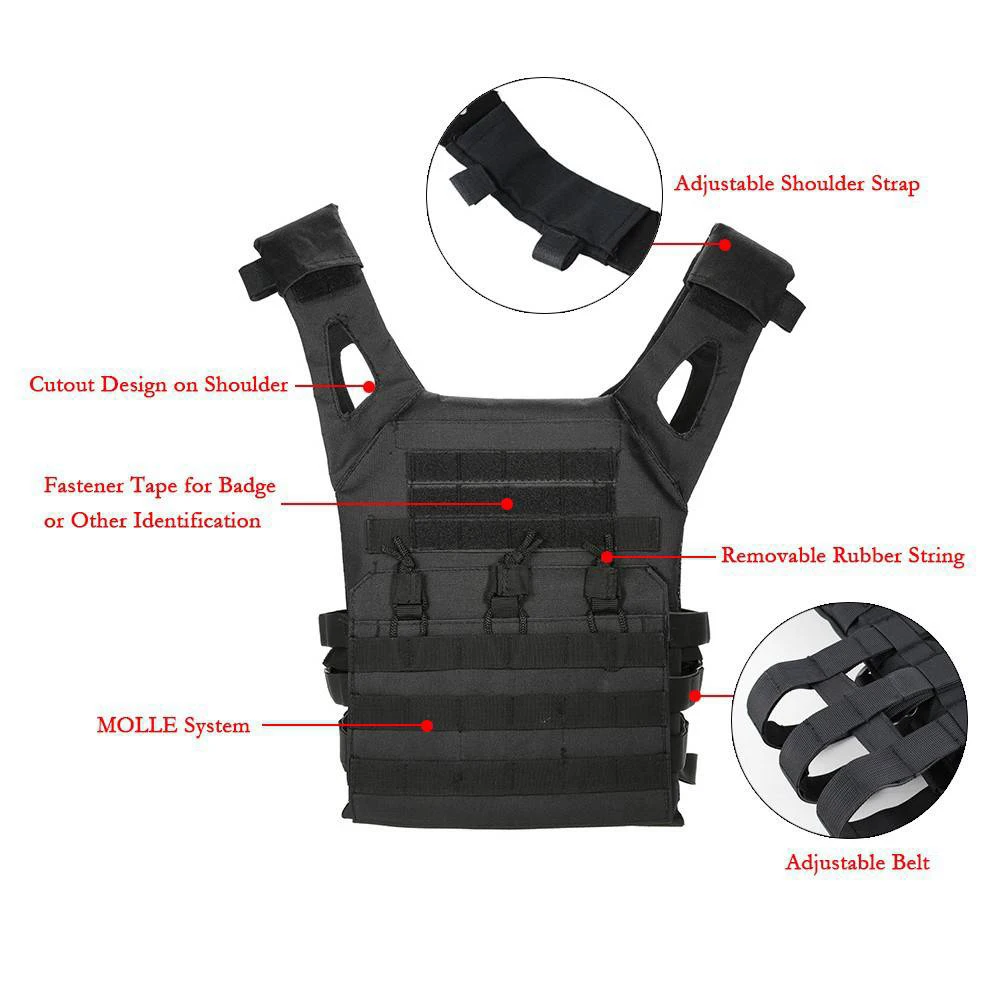 600D Hunting Tactical Vest Waterproof Outdoor Body Armor Lightweight JPC Molle Plate Carrier Vest for CS Game Jungle Equipment